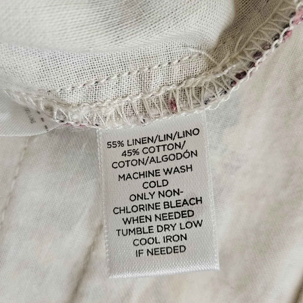 Loft Linen Blend‎ Chino Shorts Womens 14 White Purple Paisley Boho Cottagecore